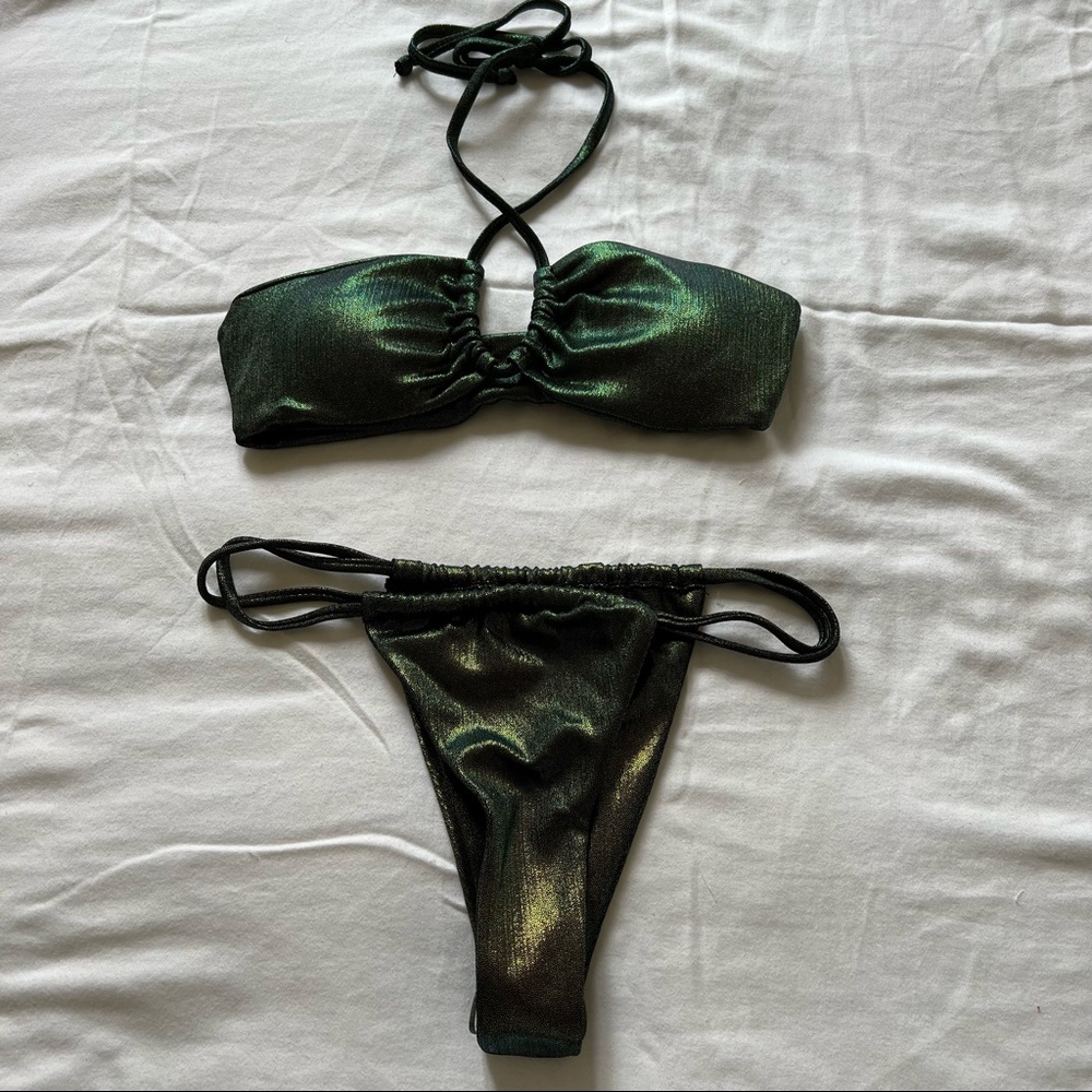 Metallic green bikini